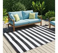 Tapis Outdoor Réversible Etanche Résistant Blanc Noir Pique-nique Plage Jardin ÖKO-TEX 180 x 270 cm