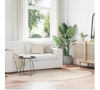 Tapis ovale beige 160 x 230 cm - polyester, finition mate, style moderne