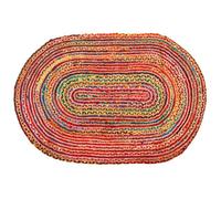 Tapis ovale coloré en jute et coton India 180 x 120 cm