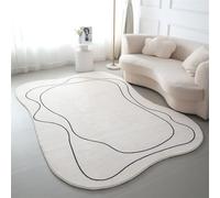 Tapis Ovale Irrégulier Tapis Abstrait Moderne Tapis Crème Zone Tapis Lavables Antidérapants (Color : A3, Size : 160 * 230cm)
