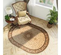 Tapis Ovale Salon Chambre à coucher Tapis à poils courts Design classique Beige Marron OEKOTEX 160 x 220 cm