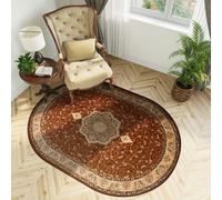 Tapis Ovale Salon Chambre à coucher Tapis à poils courts Design classique Marron OEKOTEX 150 x 295 cm