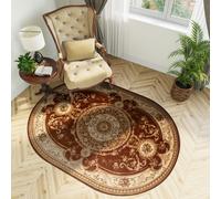 Tapis Ovale Salon Chambre à coucher Tapis à poils courts Design classique Marron OEKOTEX 200 x 300 cm