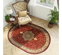 Tapis Ovale Salon Chambre à coucher Tapis à poils courts Design classique Rouge Marron OEKOTEX 250 x 350 cm