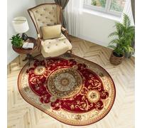Tapis Ovale Salon Chambre à coucher Tapis à poils courts Design classique Rouge Marron OEKOTEX 60 x 100 cm