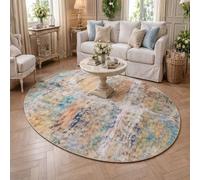 Tapis Ovale Salon Décoration,Abstrait coloré Bleu, Orange, Jaune, Blanc, Beige, 200 x 300 cm,Grand Rugs pour Décoratif Salle de séjour Chambre,