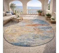 Tapis Ovale Salon Décoration,Abstrait Moderne coloré Bleu Orange Jaune Beige Gris, 70 x 120 cm,Rugs Lavable AntidéRapant pour Coiffeuse Chambre Déco,