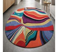 Tapis Ovale Salon Décoration,Abstrait Moderne, Couleurs Rouge, Violet, Bleu, Noir, Blanc, Jaune, Orange, 70 x 120 cm,Rugs Lavable AntidéRapant pour Coiffeuse Chambre Déco,