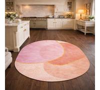 Tapis Ovale Salon Décoration,Abstrait Rose, Rouge Clair, Beige, Jaune, 70 x 100 cm,Rugs de Sol pour Decoration Commode Chambre Adulte,