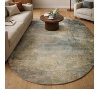 Tapis Ovale Salon Décoration,Abstrait Vintage Gris, Beige, Vert Jaune, Vert, 200 x 300 cm,Grand Rugs pour Décoratif Salle de séjour Chambre,