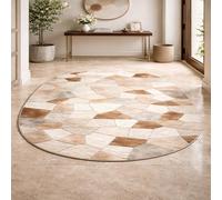 Tapis Ovale Salon Décoration,Géométrique Moderne Beige, Marron, Blanc, Gris, Taupe, 200 x 300 cm,Grand Rugs pour Décoratif Salle de séjour Chambre,