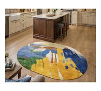 Tapis Ovale Salon Décoration,Imprimés Modernes Art déco Abstraits, Multicolores, Jaune, Vert, Bleu, Rouge, 200 x 300 cm,Grand Rugs pour Décoratif Salle de séjour Chambre,