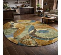 Tapis Ovale Salon Décoration,Motif géométrique Abstrait Marron, Jaune, Vert, Bleu, Beige, 200 x 300 cm,Grand Rugs pour Décoratif Salle de séjour Chambre,