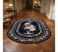 Tapis Ovale Salon Décoration,Motifs Floraux géométriques Bleus, Roses, Rouges, Jaunes, Verts, Blancs et Violets, 120 x 150 cm,Rugs Dressing Chambre Adulte, Chaise Salle à Manger