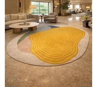 Tapis Ovale Salon Décoration,Tableau Abstrait Moderne Multicolore Jaune, Beige, Vert, Bleu, Gris, 200 x 300 cm,Grand Rugs pour Décoratif Salle de séjour Chambre,