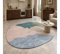 Tapis Ovale Salon Décoration,Tableau Abstrait Moderne Rose, Vert, Bleu, Jaune, Blanc, 200 x 300 cm,Grand Rugs pour Décoratif Salle de séjour Chambre,