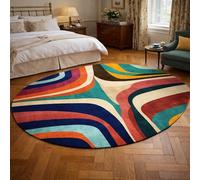 Tapis Ovale Salon Décoration,Tableau Abstrait Moderne, Vert, Rouge, Bleu, Orange, Jaune, Beige, Multicolore, 140 x 200 cm,Grand Rugs Chambre Moderne à Poils Ras Moquette,