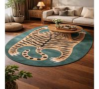 Tapis Ovale Salon Décoration,Vert, Orange, Noir, Blanc, Rose, Bleu Modernes, 140 x 200 cm,Grand Rugs Chambre Moderne à Poils Ras Moquette,