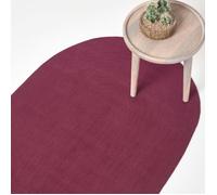 Tapis ovale tissé à plat en coton Prune, 60 x 90 cm