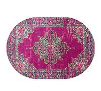 Tapis ovale vintage à motif floral fuchsia moderne d'intérieur antidérapant lavable en machine Convient aux familles et aux animaux domestiques 160 x 200 cm Design contemporain pour salon et chambre à