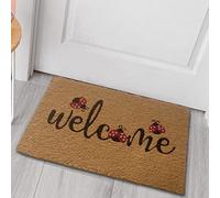 Tapis Paillasson en Coco durable "welcome coccinelle" noir rouge, 60x90 cm