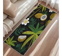 Tapis Palmier, Tapis Entree Plumeria Noix De Coco Feuille Tropical, Rugs 40x60cm pour Chambre Passage Sortie Carpet Poils Ras Antidérapant Lavable en Machine