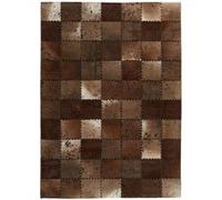 Tapis Patchwork en Cuir Fait Main Voila Marron 160 x 230 cm Marron