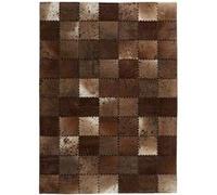 Tapis Patchwork en Cuir Fait Main Voila Marron 200 x 290 cm Marron