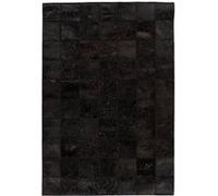 Tapis Patchwork en Cuir Fait Main Voila Noir 120 x 170 cm Noir