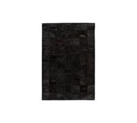 Tapis Patchwork en Cuir Fait Main Voila Noir 160 x 230 cm Noir