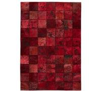 Tapis Patchwork en Cuir Fait Main Voila Rouge 200 x 290 cm Rouge