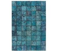 Tapis Patchwork en Cuir Fait Main Voila Turquoise 160 x 230 cm Turquoise