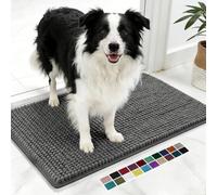 Tapis Pattes Chien Ultra-Absorbant, Absorbe la Saleté Avant Qu’elle, Tapis de Sol Antidérapant Lavable en Machine pour Chien, Entrée, Porte et Couloir, Fini les Traces de Boue, 40x60cm - Gris Foncé