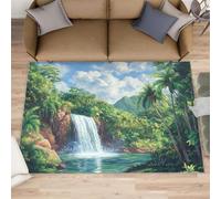 Tapis paysage - 177,8 x 304,8 cm - Tapis de bain motif forêt tropicale tropicale - Tapis de couloir pour couloir, lavable, antidérapant et doux pour décoration d'intérieur