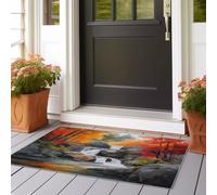 Tapis Paysages d'automne de Fresh Valley avec Dos Antidérapant 80x200 cm Tapis Imprimé pour Entrée, Couloir et Corridor,à Poils Courts, Doux, Lavable, Light Style Tapis Décoratif Couleur Orange