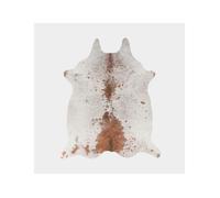 Tapis peau de bête imprimé HD - Imitation vache tachetée claire - Marron et blanc - 155 x 190 cm