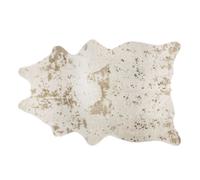 Tapis Peau de Vache - FEERIC LIGHTS & CHRISTMAS - 150x198 cm - Blanc et Doré - Décoration Intérieure - Style Uni