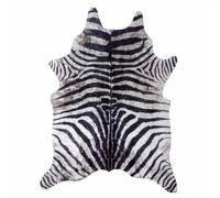 HOME DECO FACTORY TX9130 Tapis Forme Imitation Peau de zèbre Noir et Blanc Polyester H1 x 120 x 158 cm