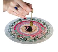 Tapis pendulaire pour divination - Tapis de planche à pendule mystique | Planche de divination ronde de 20,3 cm avec chat noir, planche d'oracle métaphysique pour les messages de divination et P