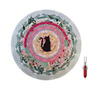 Tapis pendule - Tapis Oracle d'astrologie de 21,5cm, magnifiquement conçu | Durabilité assurée | Tappis de souris pendule d'astrologie de chat de forme ronde pour les amateurs de prédiction, méditatio
