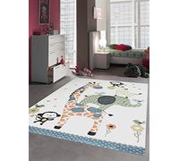 Tapis pépinière Carpet Jeune garçons Zoo Animaux Singe Girafe Elephant zèbre Bleu Vert Größe 200 x 290 cm