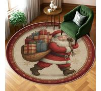 Tapis Père Noël avec envers antidérapant - Ne perd pas ses poils - Pour salon, chambre à coucher, cuisine, couloir - 1,8 x 1,8 m