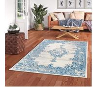 Tapis - PERGAMON - Pop Vintage - 120x170 cm - Bleu Crème - Design Contemporain