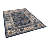 Tapis - PERGAMON - Pop-Vintage - 140x200 cm - Bordure Bleu Beige - Vintage Contemporain