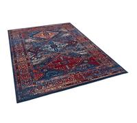 Tapis - PERGAMON - Pop-Vintage - Motifs contemporains - Bordure Bleu Rouge - 80x150 cm