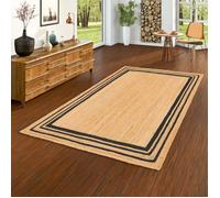Tapis - PERGAMON - Salsa - Jute fait main - Bordure anthracite - 80x150 cm