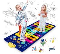 Tapis Piano Enfant, Ciel Étoilé Tapis Musical Jouets Éducatifs avec 8 Instruments, 10 Chansons et 20 Touches, 120 x 48 cm