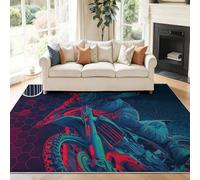 Tapis Pile Courte Sports de Motos Tout-Terrain Pop Art Tapis De Salon Lavable en Machine Chambre Adulte 160 x 230 cm Decoration Chambrel Manger Couleur