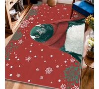 Tapis pingouin rectangulaire avec motif écharpe festive, flocons de neige, envers antidérapant et bordure pour salon, chambre à coucher, dortoir, cuisine, 1,2 x 1,8 m