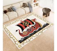 Tapis Pirate Enfant 60x90 cm Imitation Cachemire Tapis Totem Viking 3D Imprimé Motif Fond Silencieux Lavable Nettoyage Sec ou Humide pour Couloir Spacieux Descente de Lit Moquette Chambre Rug